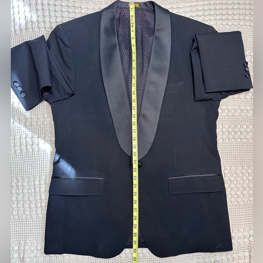 Vintage Christian Dior Pure Wool Tuxedo‎ Blazer Jacket Black Satin 42R - Picture 7 of 11